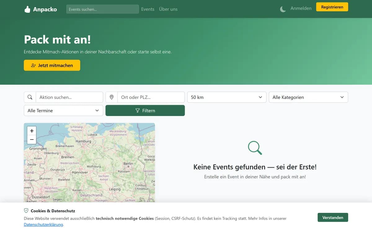 Startseite von Anpacko