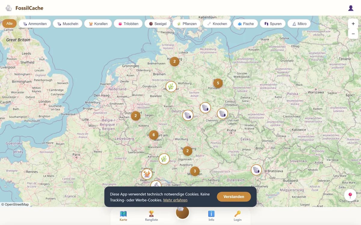 Startseite von Fossilcache